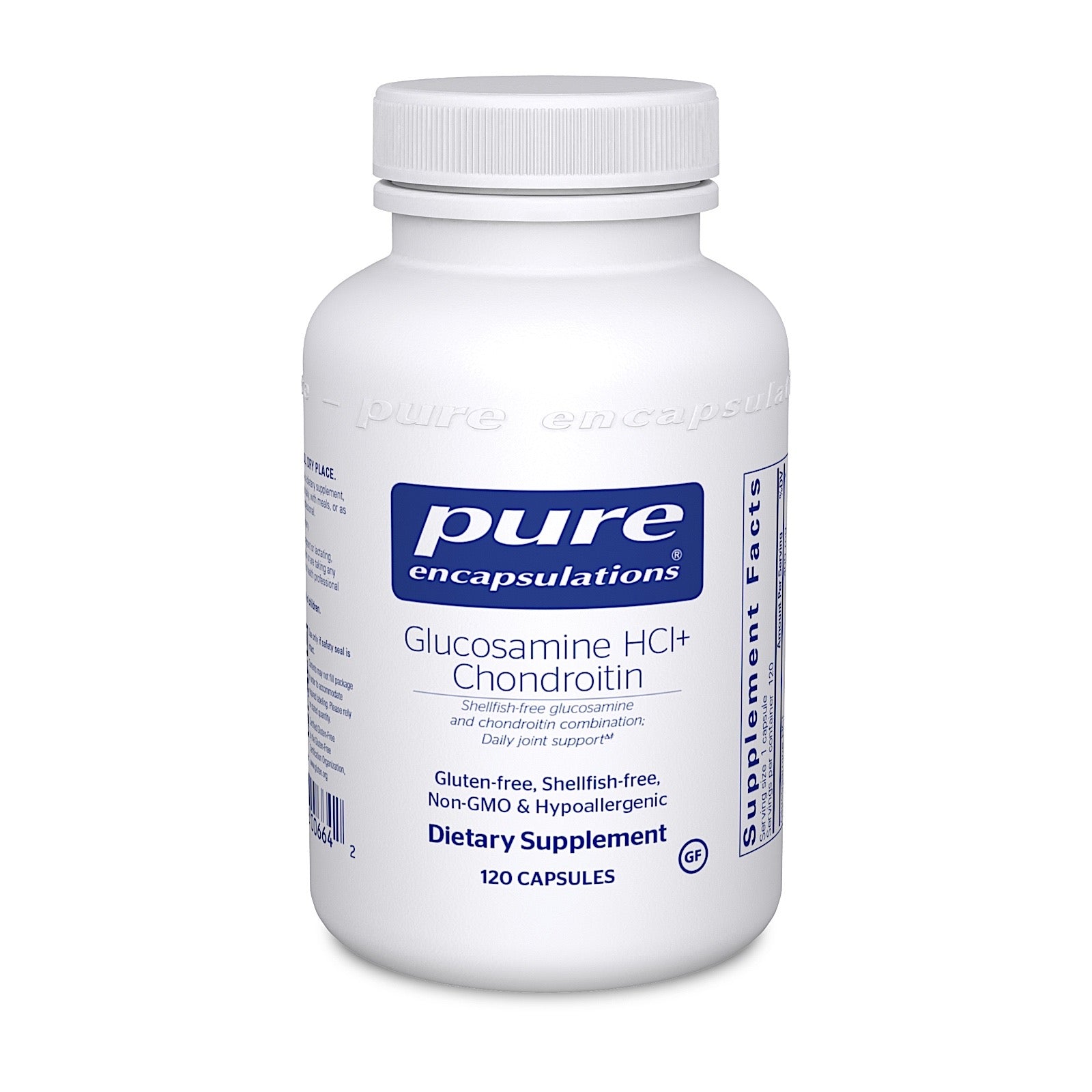 Pure Encapsulations, Glucosamine HCl Chondroitin, 120 Capsules UPC 766298006642 | HiLife Vitamins